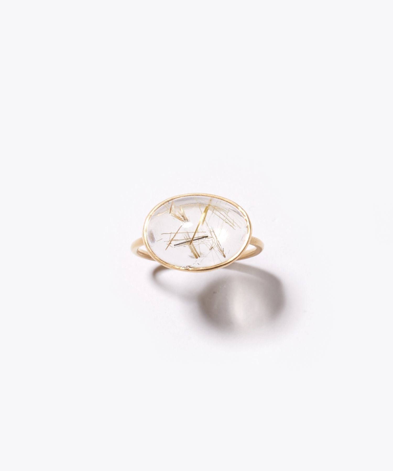 [eden] K10 cabochon gold rutilated quartz ring