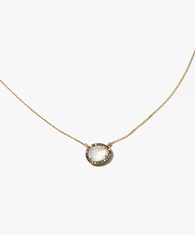 [elafonisi] rainbow moon stone pave necklace