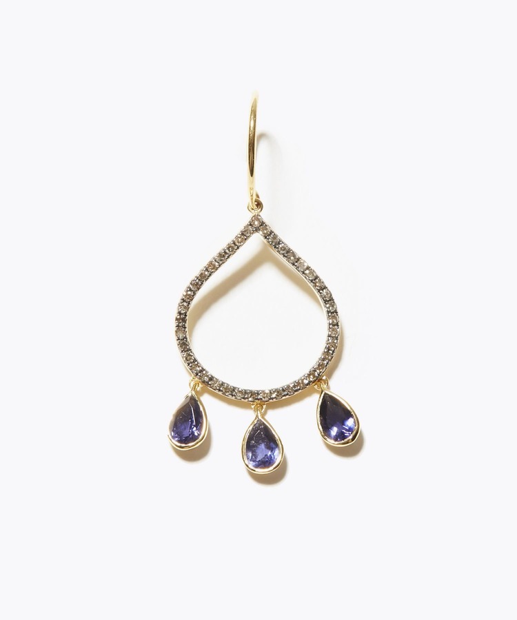 [lotus] tanzanite petal chandelier single pierced earring