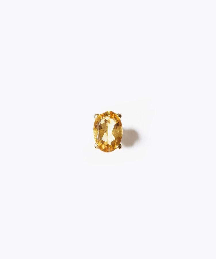 [eden] K10 oval citrine stud single pierced earring