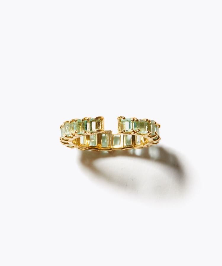 [eden] rectangle emerald pave open ring