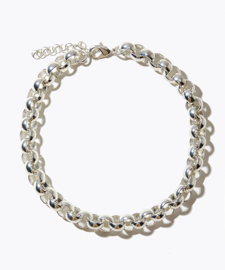 [bone] chanky round chain silver choker
