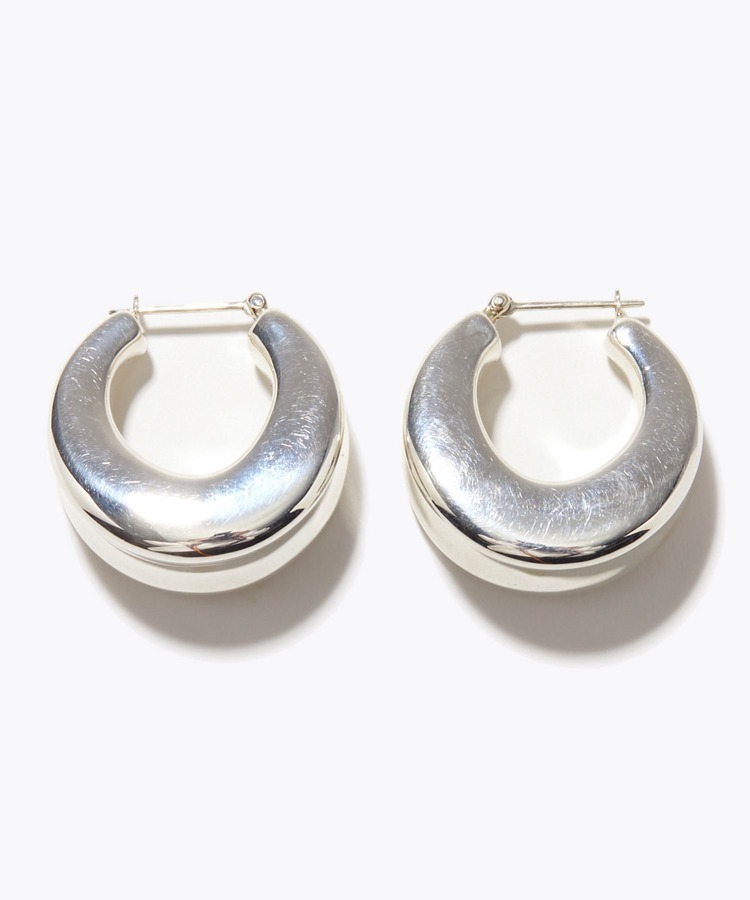 [bone] silver hollow hoop pierced earring