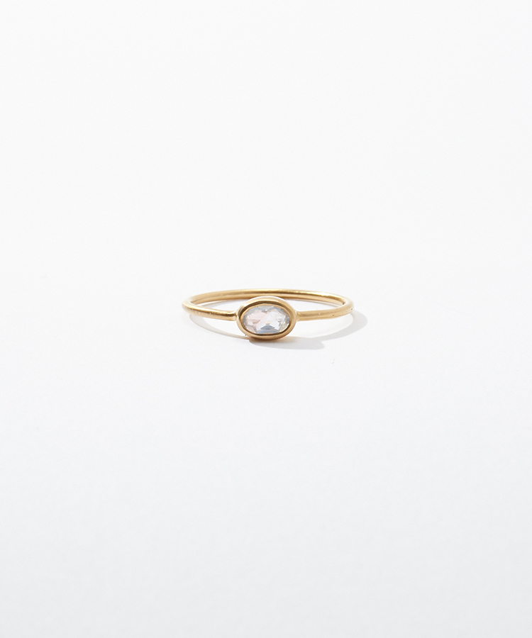 [eden] K10 oval rainbow moonstone ring
