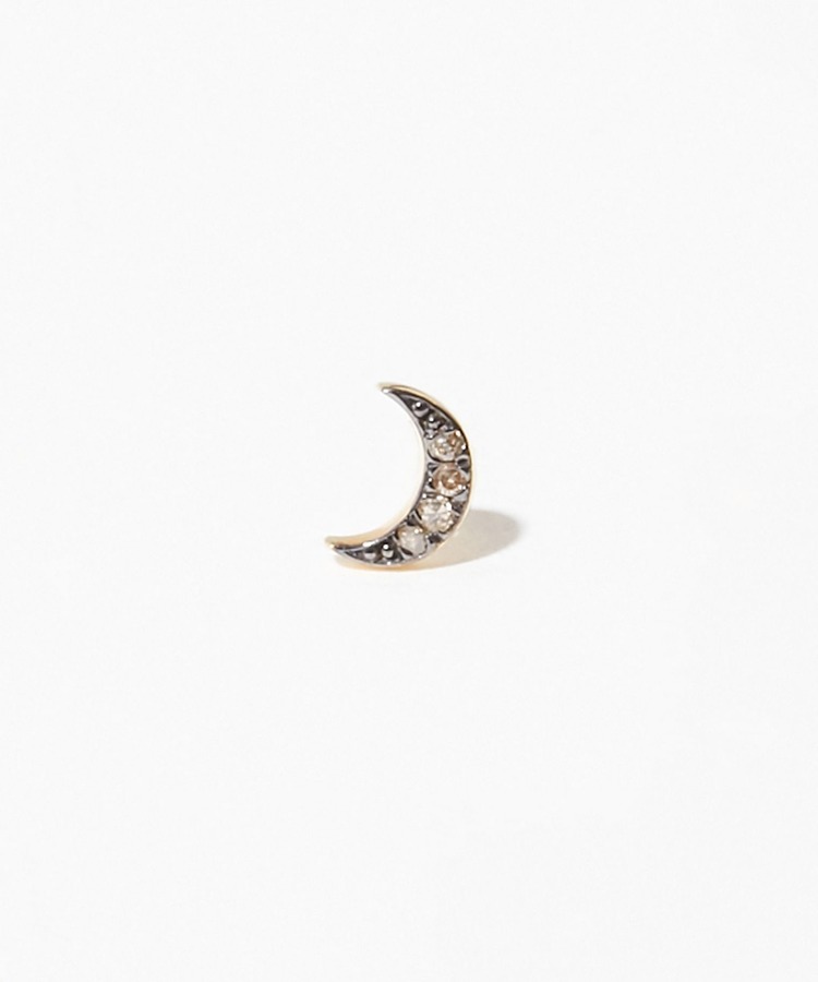 [glimmer] new moon pave diamonds stud pierced earring