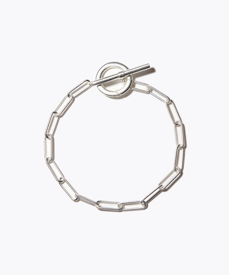[basic] big cable chain toggle silver bracelet