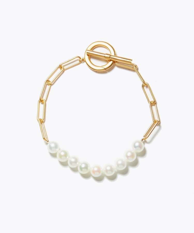 [philia] akoya pearl cable chain toggle bracelet