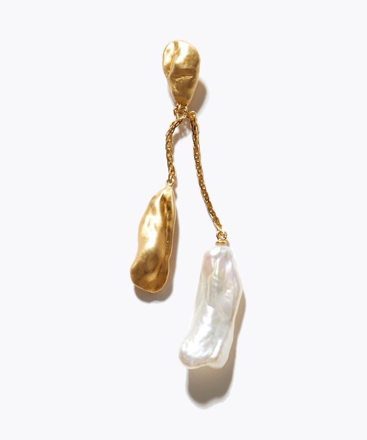 [ancient] swing pearl single pierced earring