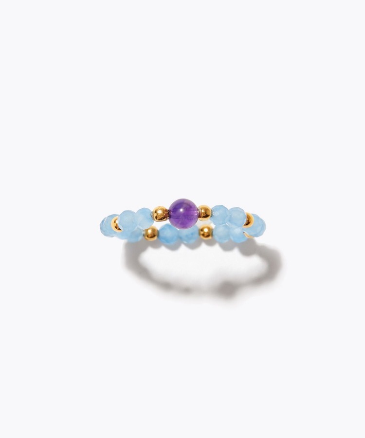 [amulette] [Cultivate affection and enrich the heart]blue chalcedony × amethyst ring