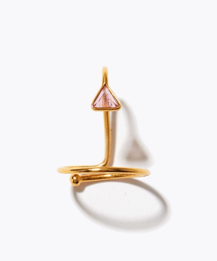 [eden] pink tourmaline triangle nail ring