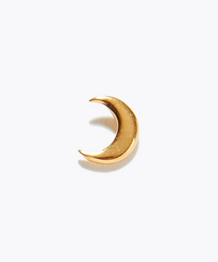 [basic] K18 tiny moon stud single pierced earring