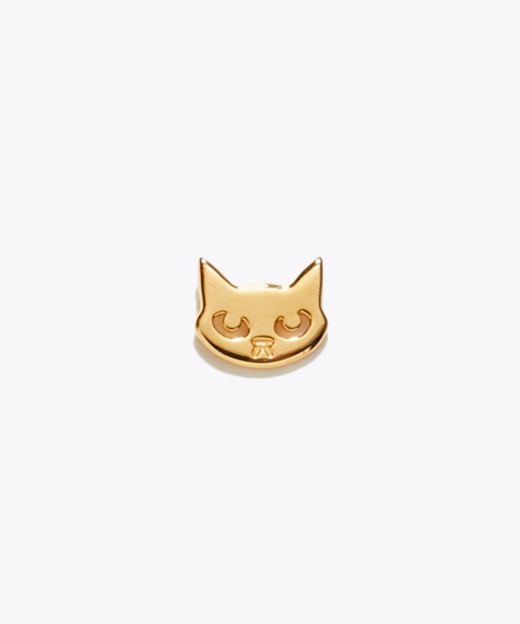 [basic] K18 tiny kitty stud single pierced earring