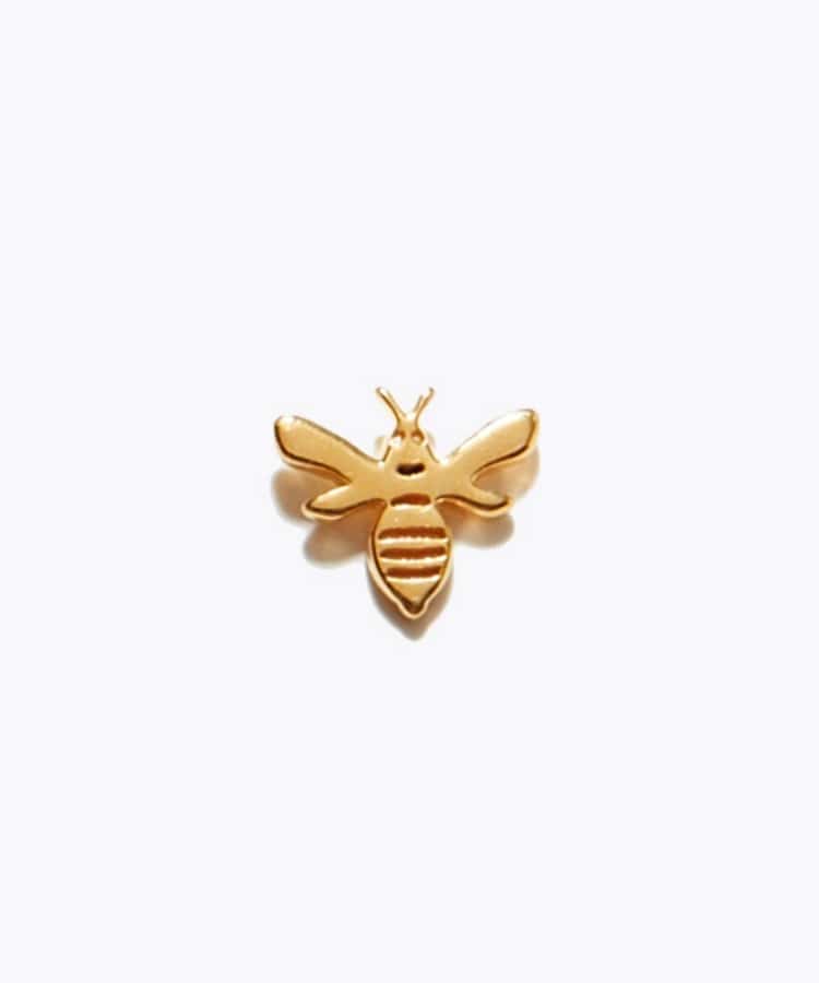 [basic] K18 tiny bee stud single pierced earring