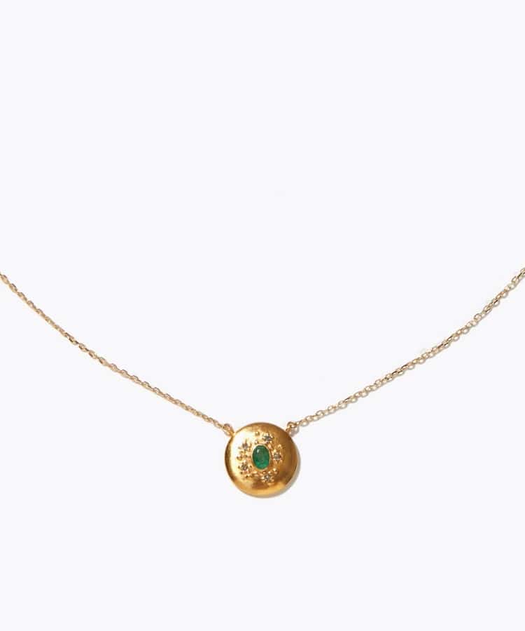 [ancient] K10 emerald circle necklace