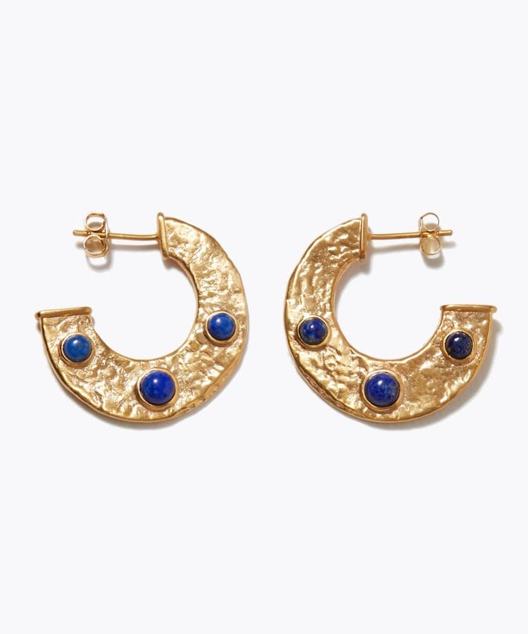 [ancient] lapis lazuli hoop pierced earring