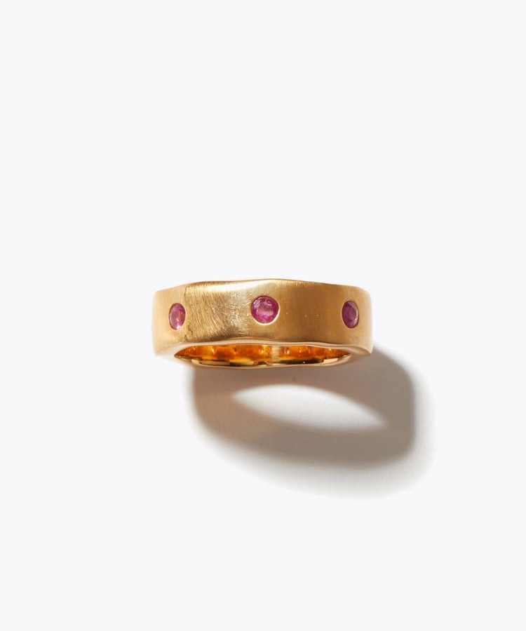 [ancient] ruby dot wide ring