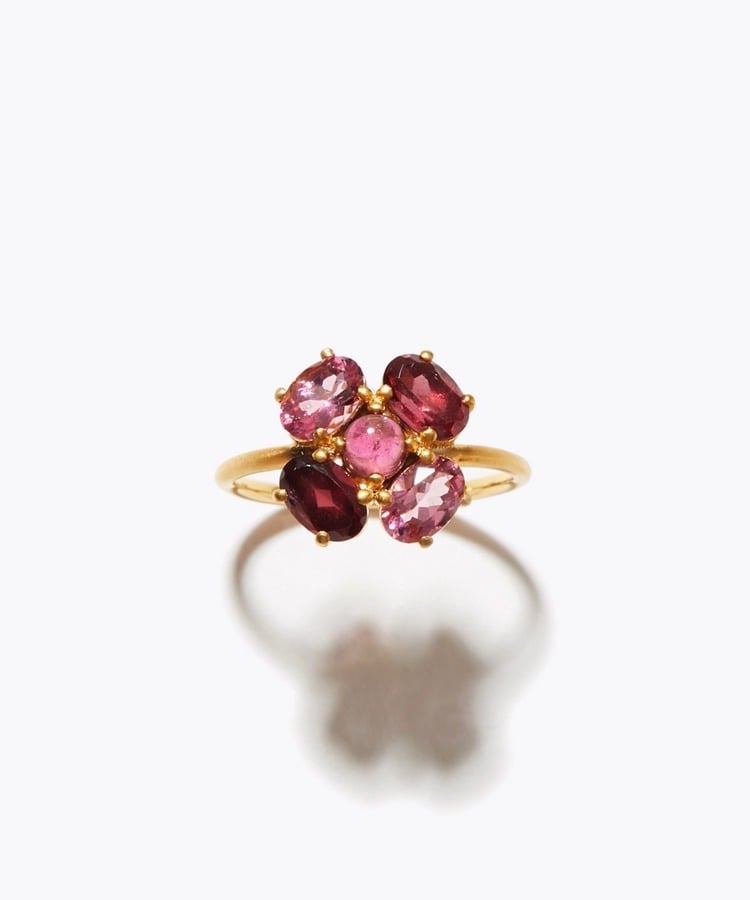 [eden] pink tourmaline rhodolite garnet poppy ring