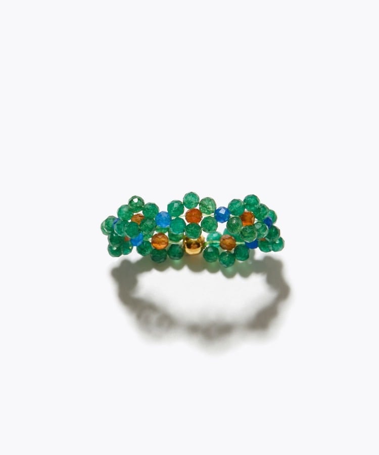 [amulette] 「Encourage harmony and refresh the body and mind」green onyx flower ring