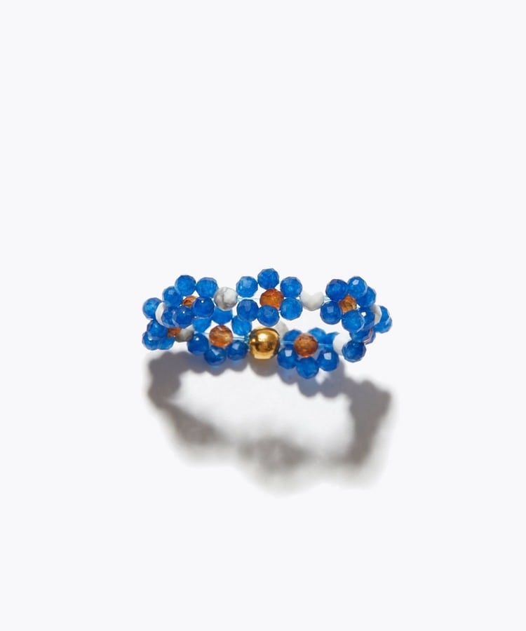 [amulette] 「Symbol of harmony to calm the mind」blue charcedony flower ring