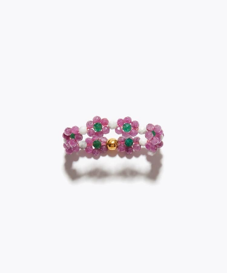 [amulette] 「Stone of passion leads to victory」ruby flower ring