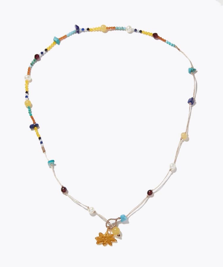 [I am donation] opnner multi stone sun lariat necklace