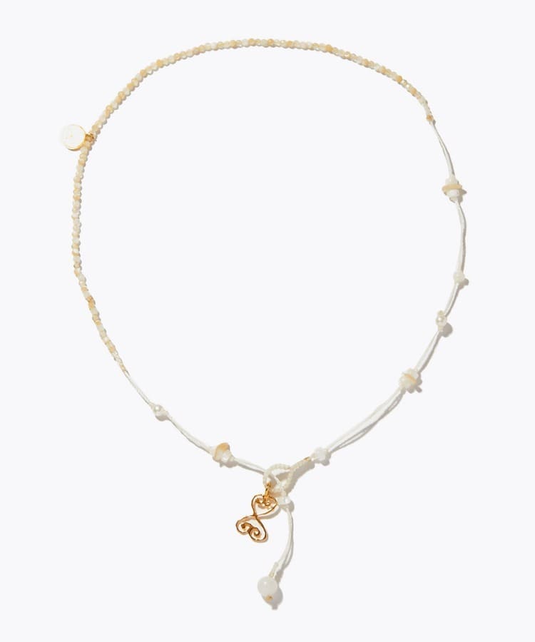 [I am donation] opnner whiteMIX heart lariat necklace