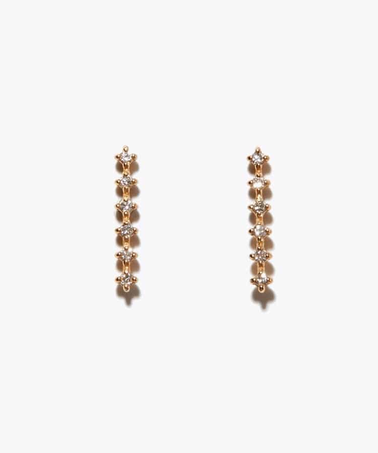 [basic] K10 diamond twinke line stud pierced earring