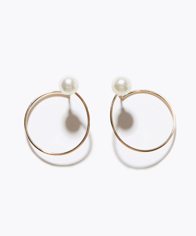 [philia] K10 akoya pearl circle pierced earring