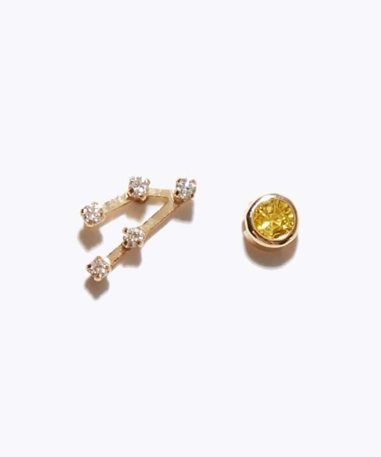 [constellation] K10 TAURUS diamond yellow sapphire pierced earring