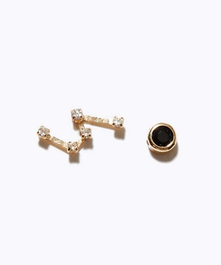 [constellation] K10  VIRGO diamond onyx  pierced earring