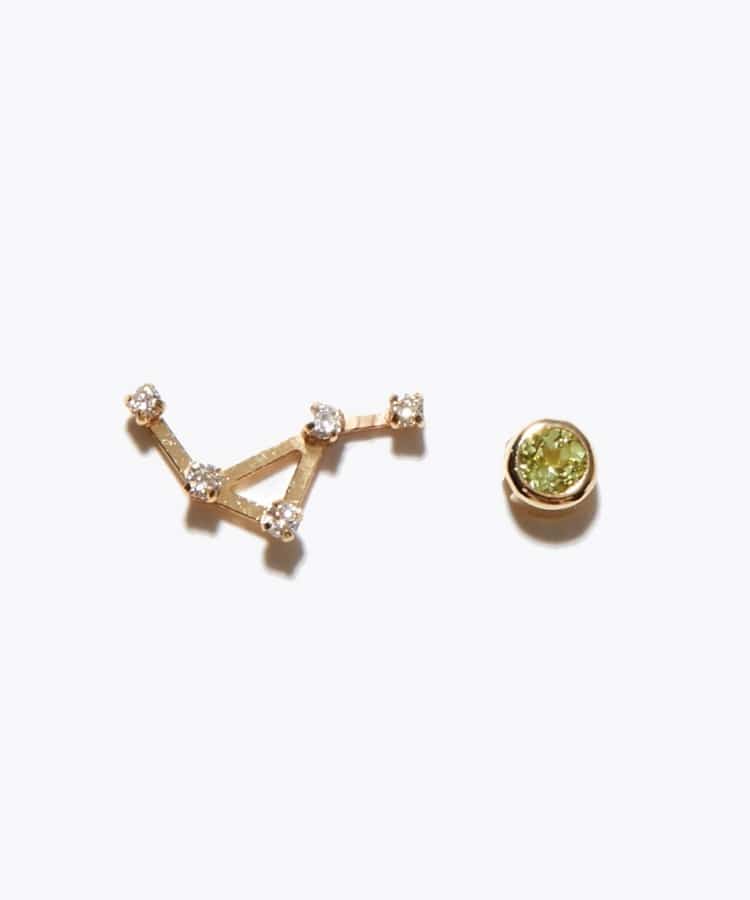 [constellation] K10 LIBRA diamond peridot pierced earring