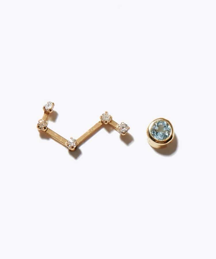 [constellation] K10 SCORPIO diamond blue topaz pierced earring