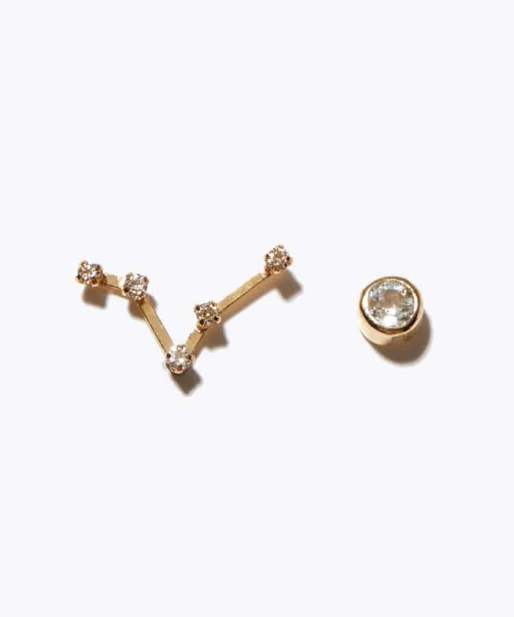 [constellation] K10 PISCES diamond auamarine pierced earring