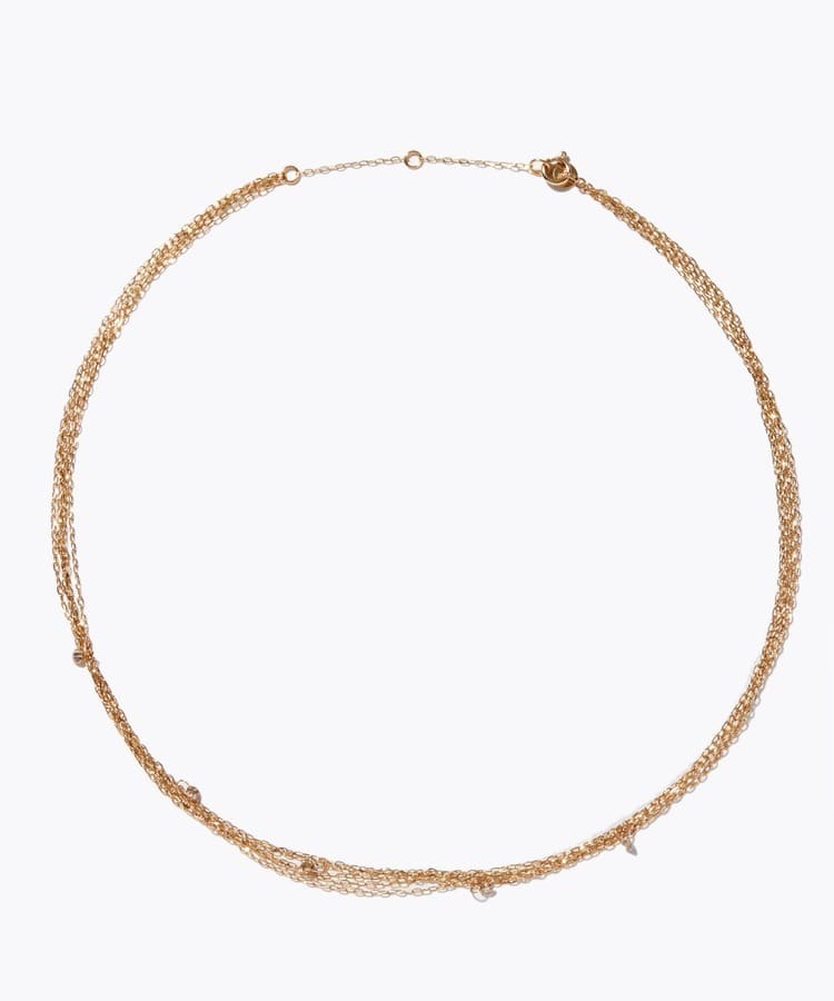 [basic] K10 brown diamond shiny choker