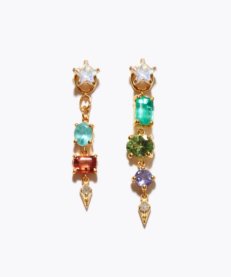 [glimmer] 【2024 Winter Limited】star multi stone pierced earring