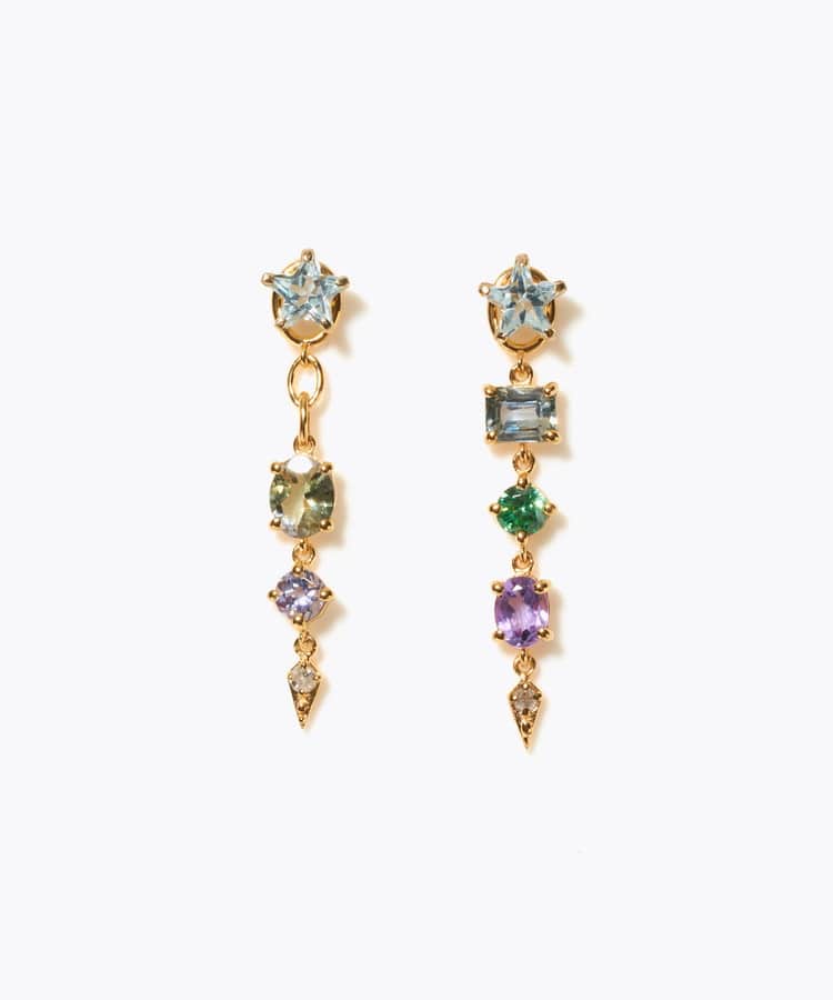 [glimmer] 【2024 Winter Limited】One of a kind star multi stone pierced earring