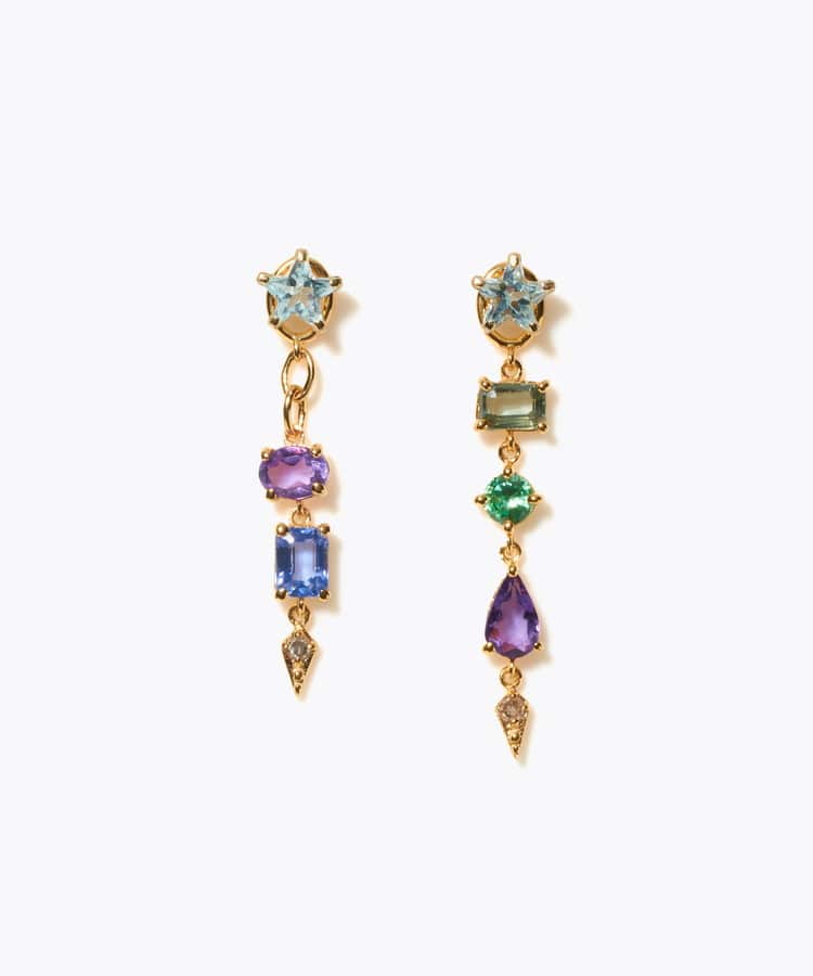 [glimmer] 【2024 Winter Limited】One of a kind star multi stone pierced earring