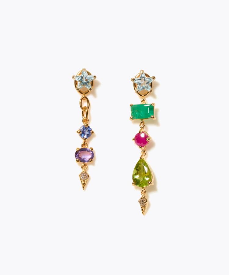 [glimmer] 【2024 Winter Limited】One of a kind star multi stone pierced earring