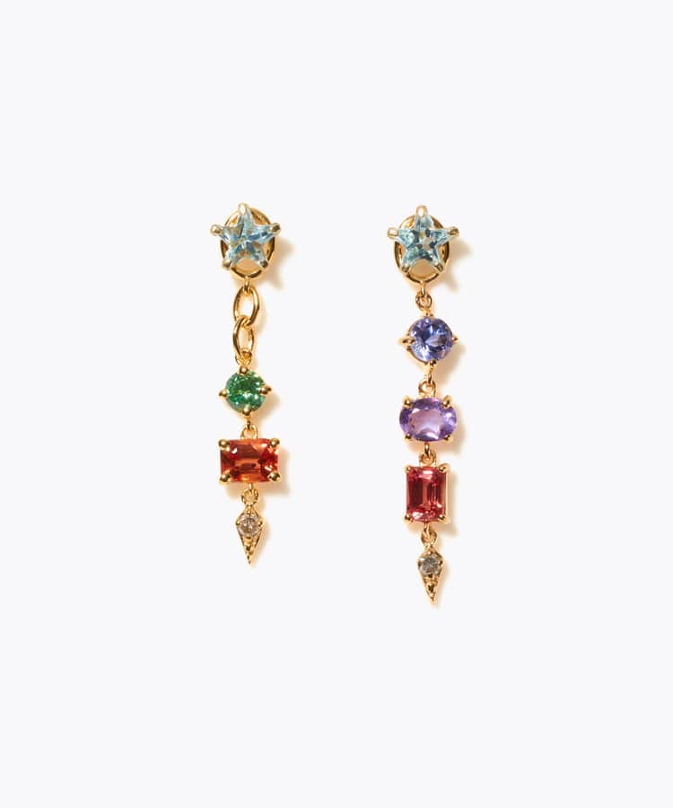 [glimmer] 【2024 Winter Limited】One of a kind star multi stone pierced earring