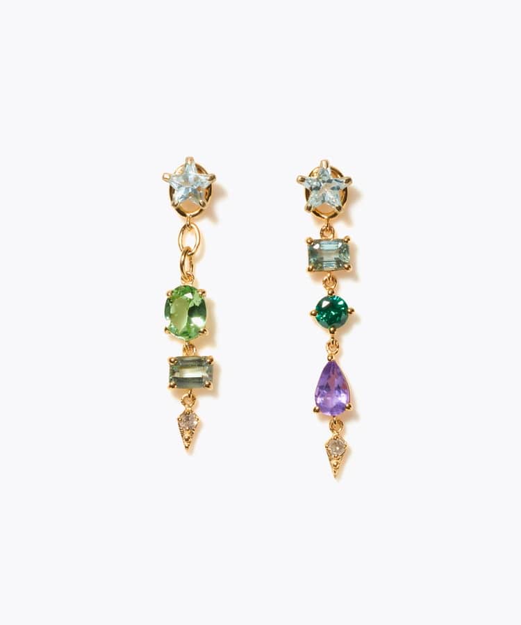 [glimmer] 【2024 Winter Limited】One of a kind star multi stone pierced earring