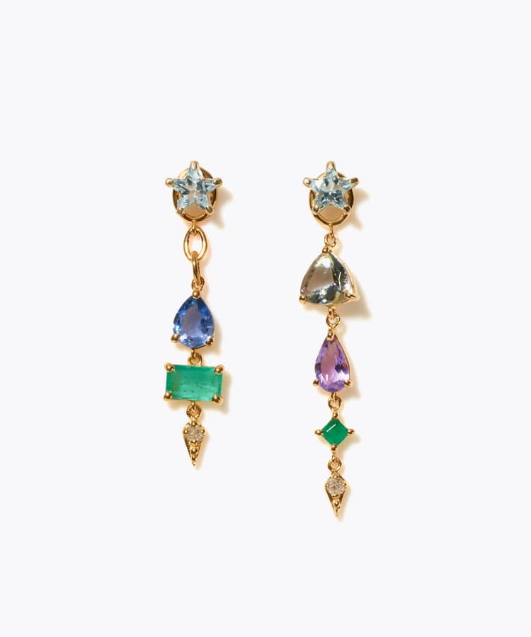 [glimmer] 【2024 Winter Limited】One of a kind star multi stone pierced earring