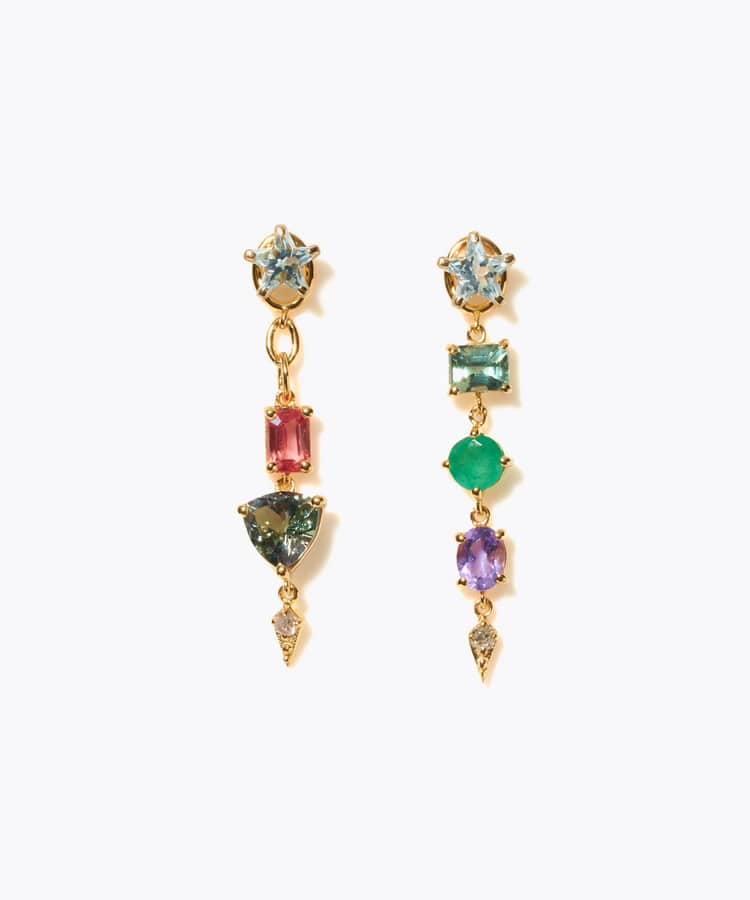 [glimmer] 【2024 Winter Limited】One of a kind star multi stone pierced earring