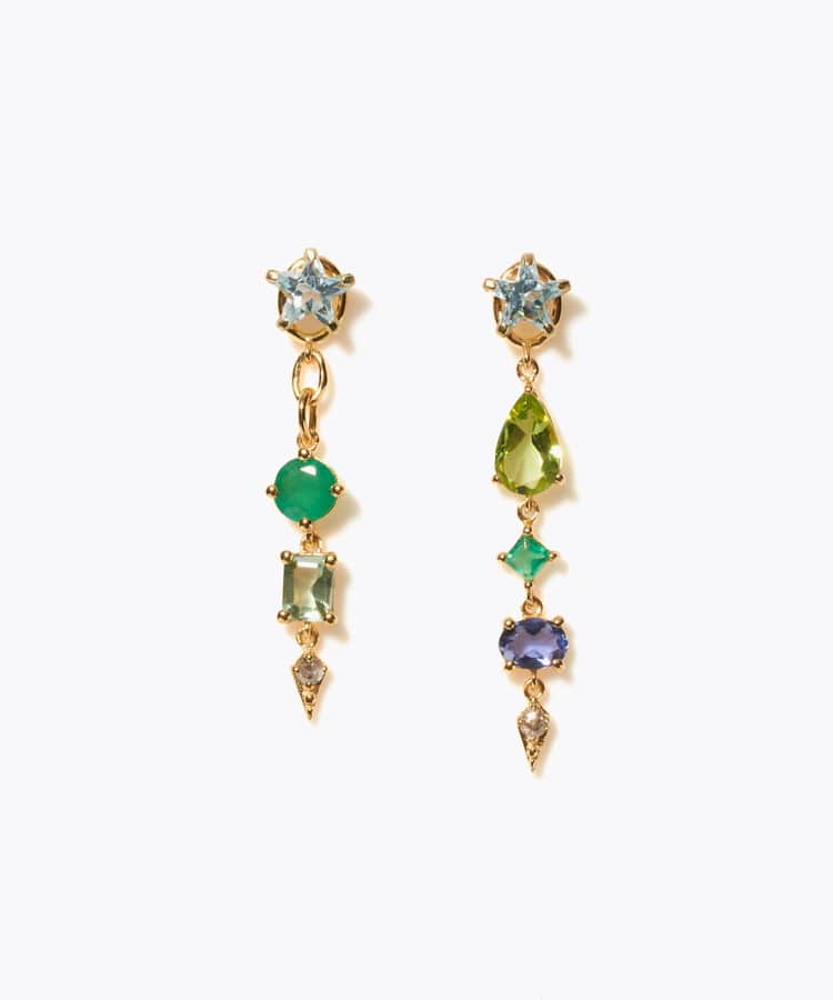 [glimmer] 【2024 Winter Limited】One of a kind star multi stone pierced earring