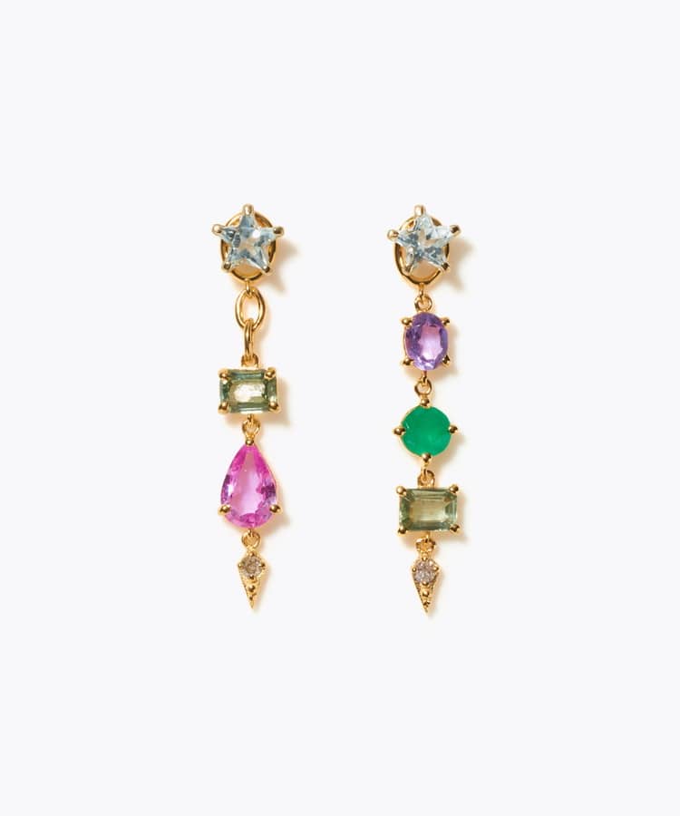 [glimmer] 【2024 Winter Limited】One of a kind star multi stone pierced earring