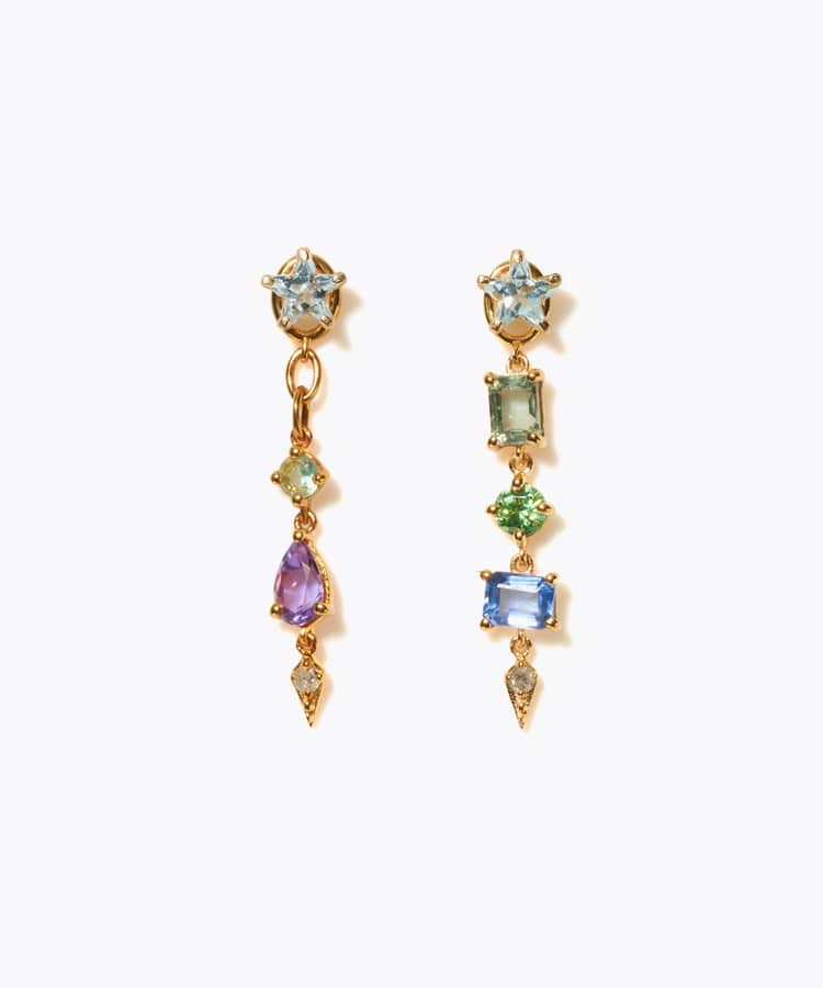 [glimmer] 【2024 Winter Limited】One of a kind star multi stone pierced earring