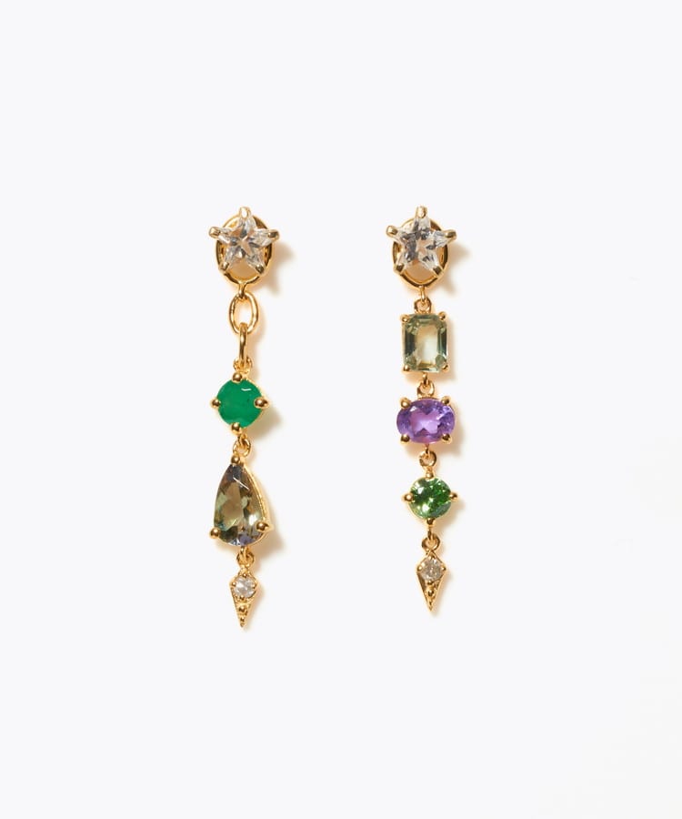 [glimmer] 【2024 Winter Limited】One of a kind star multi stone pierced earring