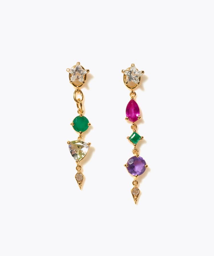 [glimmer] 【2024 Winter Limited】One of a kind star multi stone pierced earring