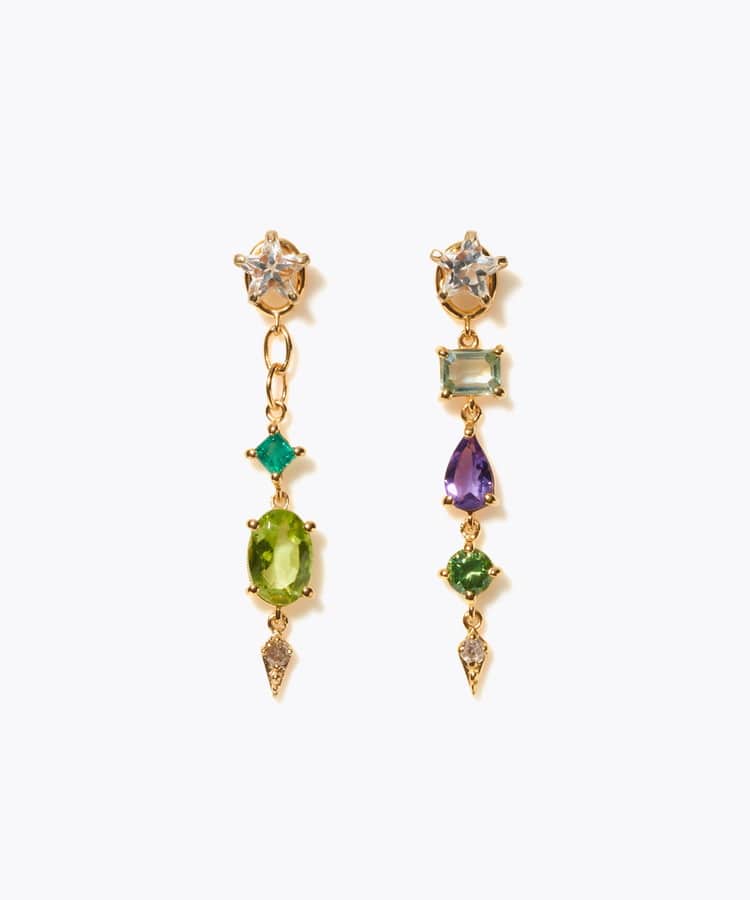 [glimmer] 【2024 Winter Limited】One of a kind star multi stone pierced earring