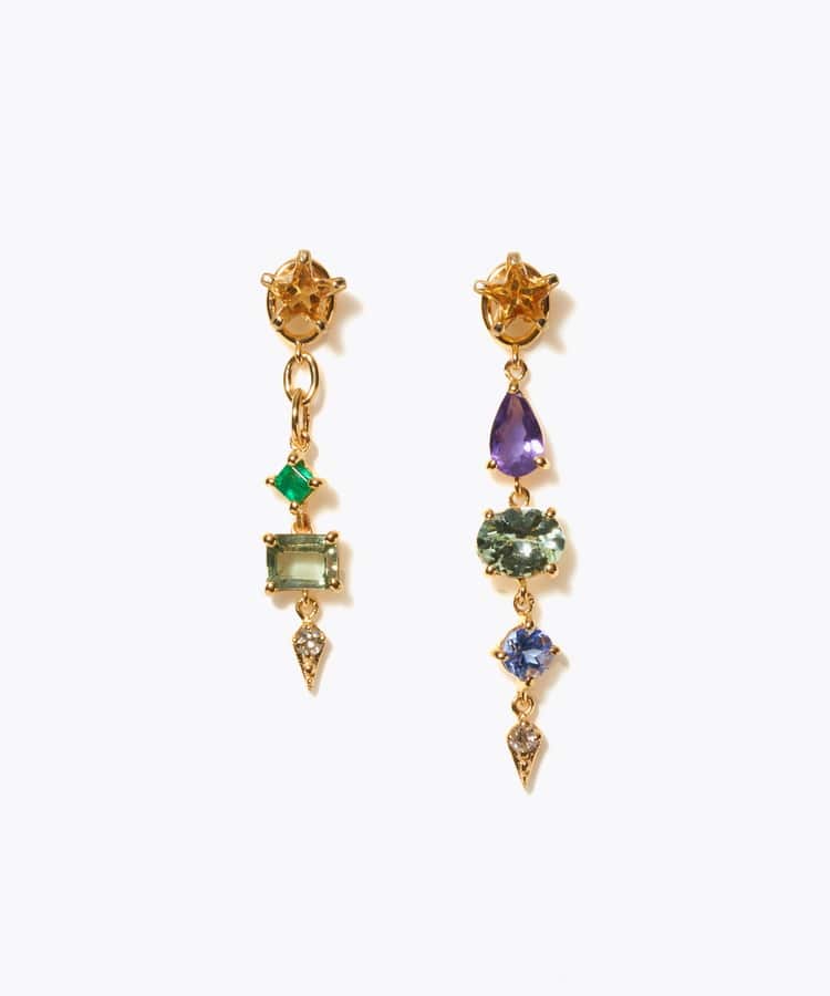 [glimmer] 【2024 Winter Limited】One of a kind star multi stone pierced earring