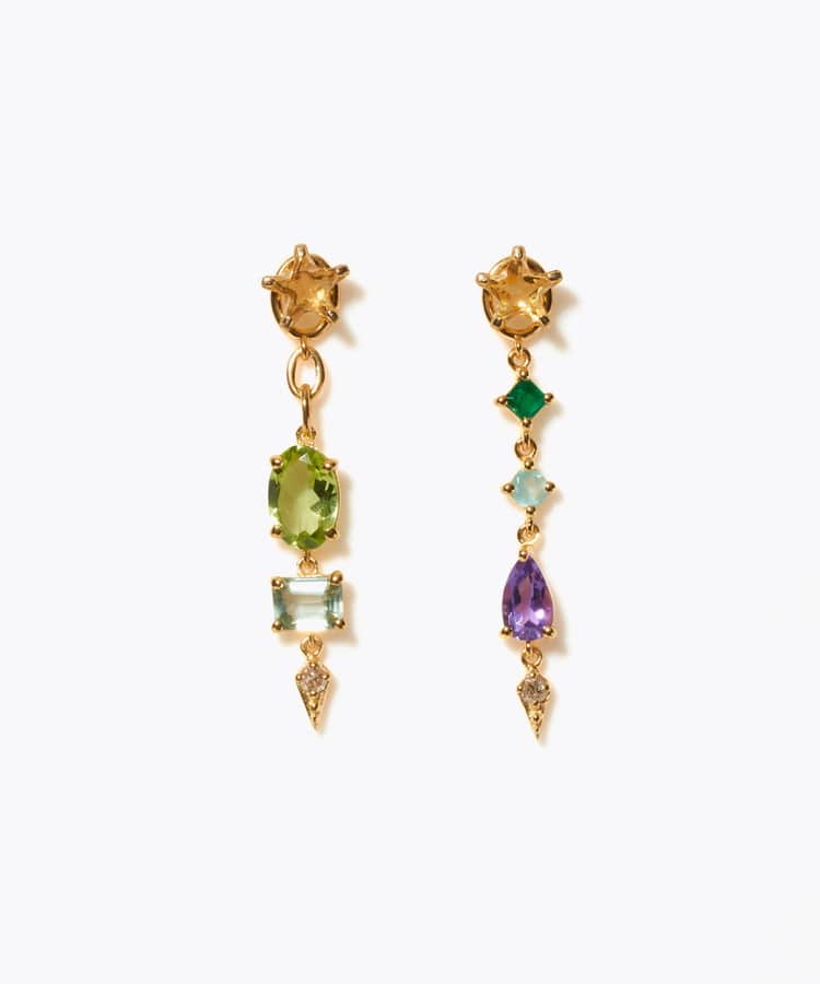 [glimmer] 【2024 Winter Limited】One of a kind star multi stone pierced earring